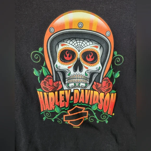 Harley Davidson women's short sleeved shirt Kansas City skull - Picture 4 of 7